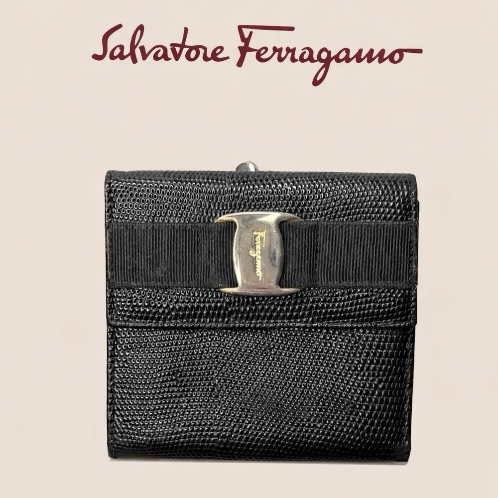 Salvatore Ferragamo Vintage Vara Bow Compact Wallet with Kiss Lock